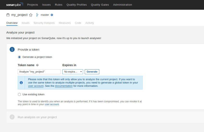 generate a Sonarqube token